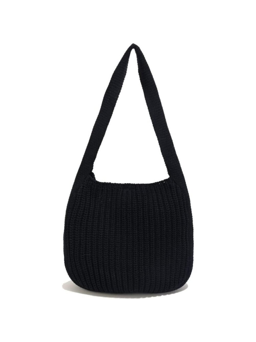 Women's Black Shoulder Handbags Crocheted Bags Large Knit Bag Tote Bag